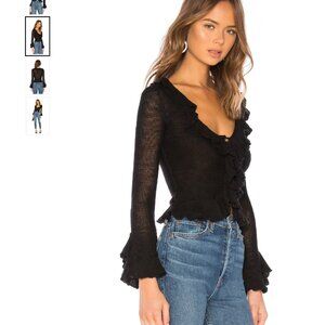 NWOT Revolve LPA Ruffle Sweater Cardigan | Size L | Black